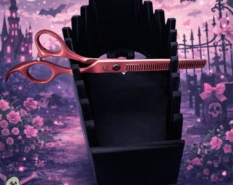 The Coffin Beautician- Hair Stylist Scissor Holder— Up to 10 pairs, Simple organizer |