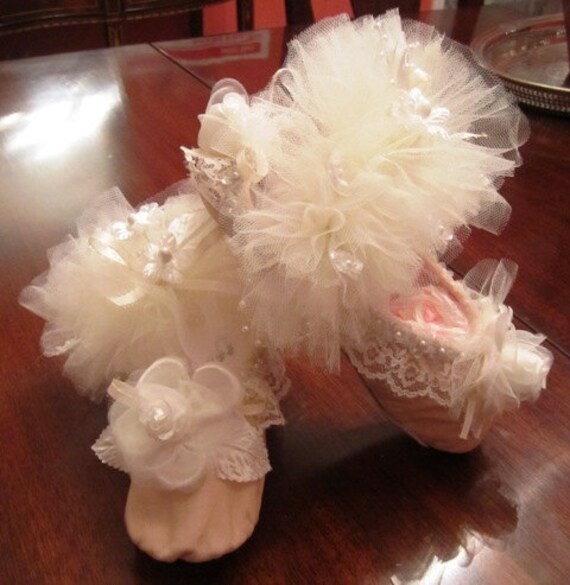 Items similar to Ivory Tulle Ballet Slippers Flower Girl Shoes on Etsy