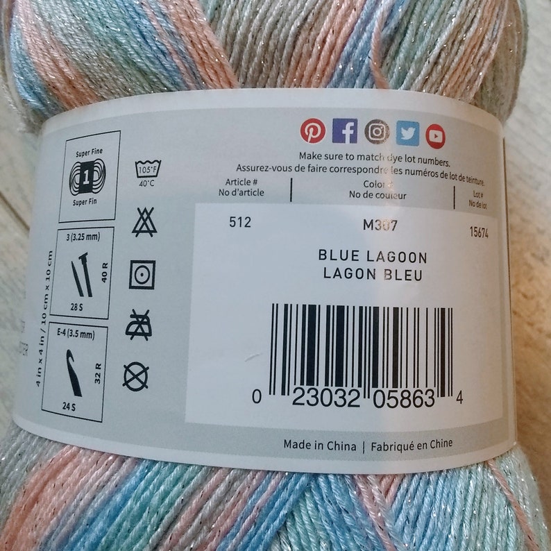 Lion Brand Summer Nights Yarn ~ BLUE LAGOON ~ New ~ Free Shipping ~ Bonus Bundle