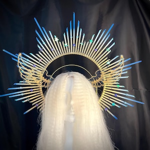 Angel Wing Double Halo Goddess Headdress/Crown/Burning Man/Masquerade Ball/Cosplay/READY TO SHIP
