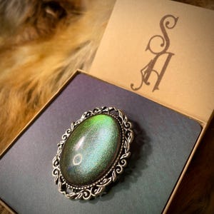 Oval Cabochon Silver Framed Brooch/3 Colors To Choose From/Gothic/Ren Faire/Cosplay/READY TO SHIP