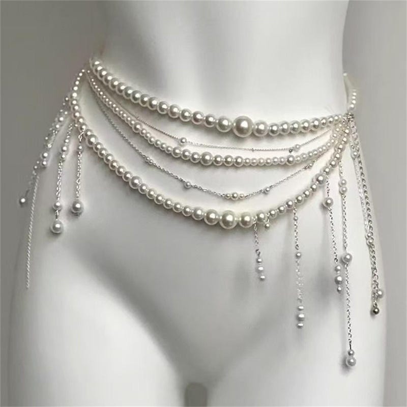 Heavy Industrial Geometric Pearl shawl Body Chain