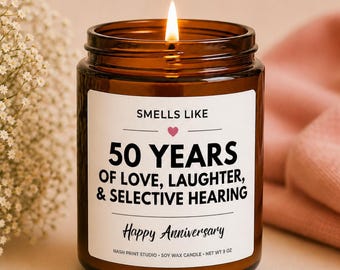 Vela de regalo para el 50 aniversario, regalo divertido de aniversario para parejas, regalo de 50 años de casados, vela de 50 aniversario de bodas, regalo para marido y mujer