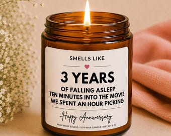 3rd Anniversary Gift for Her, Funny 3 Year Anniversary Gift, Anniversary Candle, 3 Years Married Gift, 3rd Anniversary Gift for Him