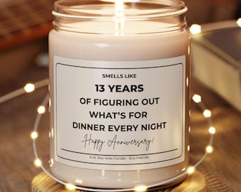 Regalo de 13º aniversario, vela de 13º aniversario, regalo divertido de decimotercer aniversario de bodas para esposa, novia, esposo o novio.