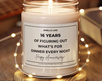 16th Anniversary Gift, 16 Year Anniversary Candle, Funny Sixteenth Wedding Anniversary Gift for Wife Girlfriend Husband Boyfriend