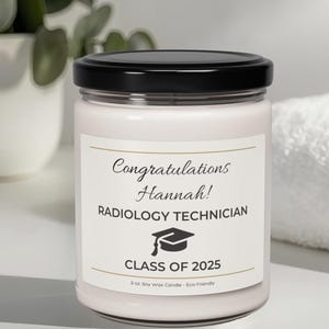 Radiology Technician Graduation Gift, Rad Tech Grad Candle, Personalized Rad Tech Gift, Class of 2025, Custom Healthcare Candle, X-Ray Tech