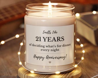 21st Anniversary Gift, Unique 21 Year Anniversary Candle, Funny Twenty-first Wedding Anniversary Gift for Wife, Anniversary Gift for Husband
