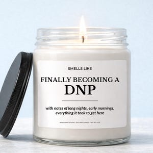 Vela de regalo de graduación DNP, regalo para doctor en práctica de enfermería, regalo de graduación DNP, regalo de graduación de enfermería, regalo de graduación de la escuela de enfermería