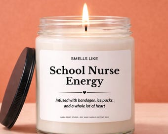 School Nurse Gift Candle, Nurse Appreciation Gift, School Staff Appreciation Gift, Thank You School Nurse Gift, Nurse End of Year Gift