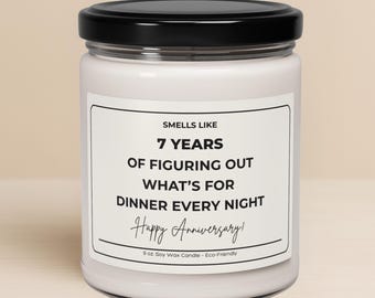 7th Anniversary Gift, 7 Year Anniversary Candle, Funny Seventh Wedding Anniversary Gift for Wife Girlfriend Husband Boyfriend
