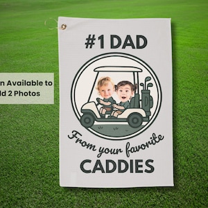 Personalized Custom Golf Towel for Dad with Child's Photo, Father's Day Gift, Golf Accessories, Golf Gift for Dad, Golf Lover Present