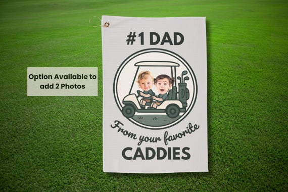 Personalized Custom Golf Towel for Dad with Child's Photo, Father's Day Gift, Golf Accessories, Golf Gift for Dad, Golf Lover Present