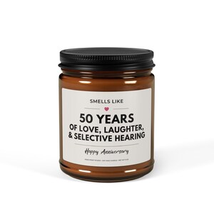 Vela de presente para 50º aniversário de casamento, presente divertido para casal, presente para 50 anos de casamento, vela para bodas de ouro, presente para marido e mulher imagem 2