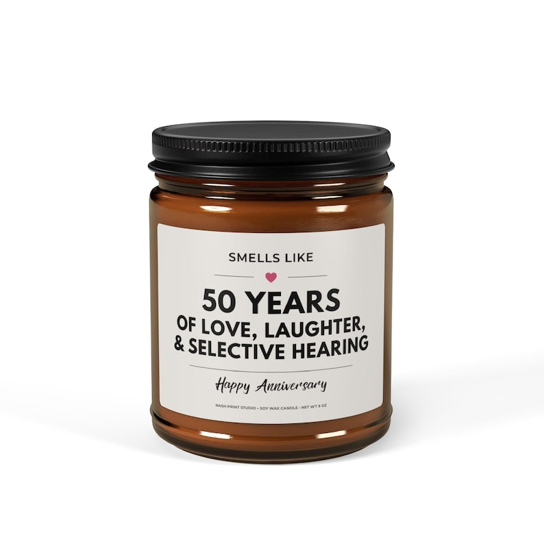 Vela de presente para 50º aniversário de casamento, presente divertido para casal, presente para 50 anos de casamento, vela para bodas de ouro, presente para marido e mulher imagem 2