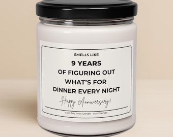 9th Anniversary Gift, 9 Year Anniversary Candle, Funny Ninth Wedding Anniversary Gift for Wife Girlfriend Husband Boyfriend