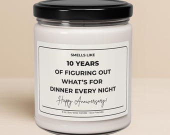 10th Anniversary Gift, 10 Year Anniversary Candle, Funny Tenth Wedding Anniversary Gift for Wife Girlfriend Husband Boyfriend Partner