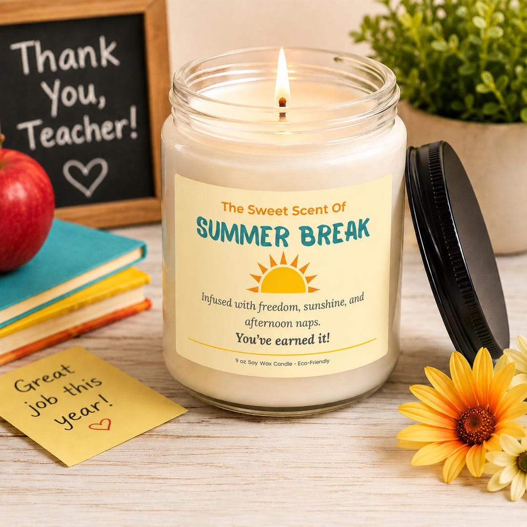End of Year Teacher Gift, Teacher Thank You Candle, Summer Break Gift ...