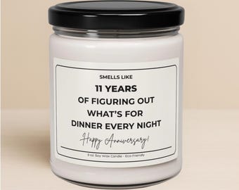 11th Anniversary Gift, 11 Year Anniversary Candle, Funny Eleventh Wedding Anniversary Gift for Wife Girlfriend Husband Boyfriend