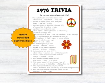 1976 Trivia Game, 50th Birthday Party Game, 50th Class Reunion Game, 50th Anniversary Party Activity, 70's Trivia Night Game, 1976 Fun Facts