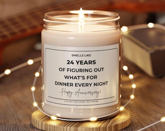 24th Anniversary Gift, 24 Year Anniversary Candle, Funny Twenty-fourth Wedding Anniversary Gift for Wife Girlfriend Husband Boyfriend