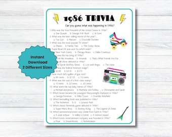 1986 Trivia Game, 40th Birthday Party Game, 40th Class Reunion Game, Anniversary Party Activity, 80's Trivia Night Game, 1986 Fun Facts