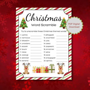 Christmas Word Scramble, Christmas Party Game, Christmas Office Party Game, Kids Party Game, Printable Christmas Game