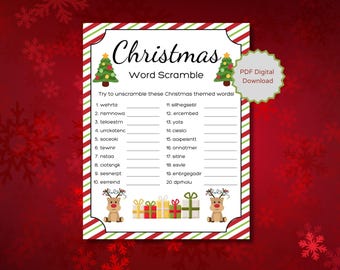 Christmas Word Scramble, Christmas Party Game, Christmas Office Party Game, Kids Party Game, Printable Christmas Game