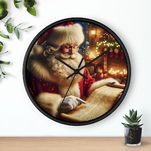 Wall Clock &quot;Santa&#39;s List&quot; Seasonal Clock | Kitchen Decor | Holiday Decor | Christmas Wall Clock