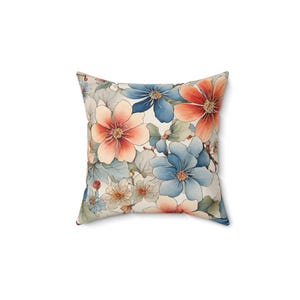Floral Throw Pillow: Spun Polyester Accent Cushion