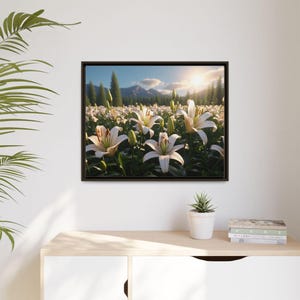 Wildflower Field Framed Wall Art, Vintage Botanical Landscape Sign, Floral Decor, Modern Farmhouse Canvas Art, Field Of Flowers Canvas