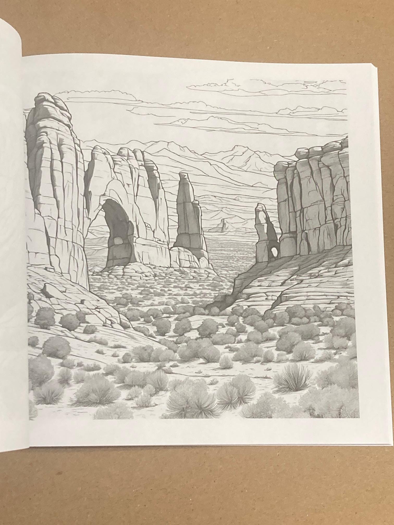 Relaxing Landscapes Coloring Book for Adults | Nature Scenes, Mountains ...