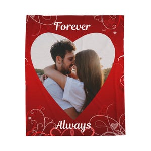 Custom Photo Velveteen Plush Blanket: Personalized Valentine&#39;s Gift