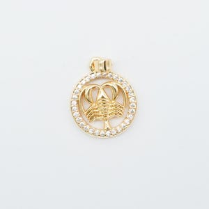 Ciondolo con pavé di zirconi cubici zodiacali Cancro – Ciondolo con pavé di zirconi cubici rotondi in oro – Ciondolo con pavé di zirconi cubici oroscopo per la creazione di collane