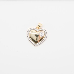 Gold Heart Pendant with CZ Outline – Micro Pave Charm for Necklace & Jewelry Making