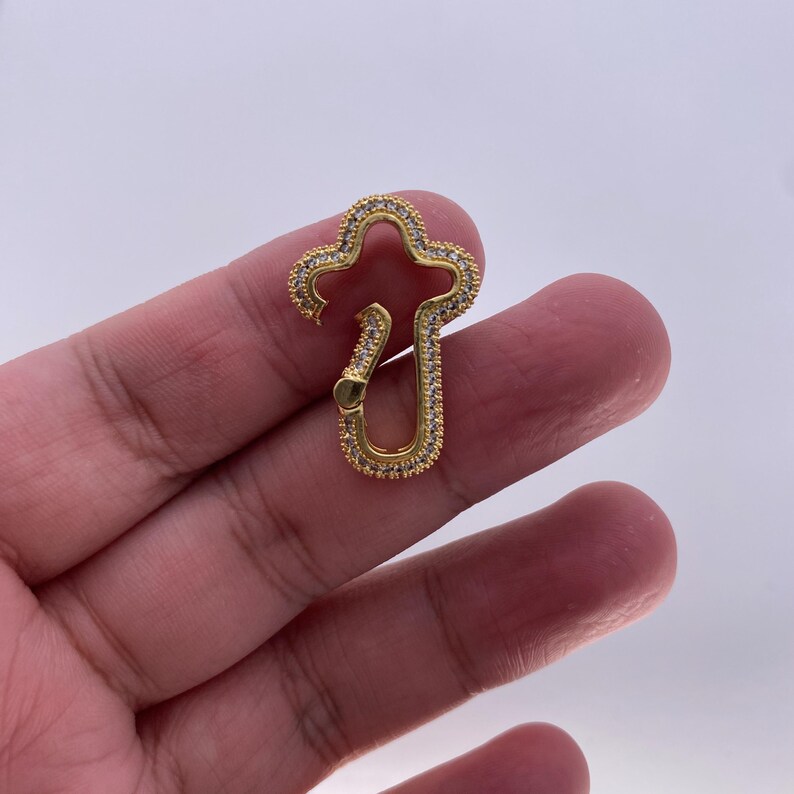Clasp Cross Pattern Cross Outline Micro Pave Clasp 18K Gold Plated CZ Connector for ...
