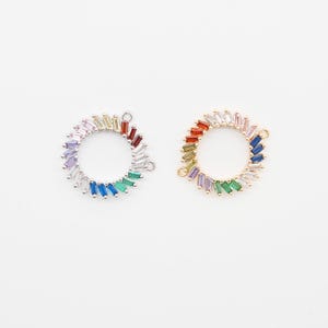 CZ Rainbow Circle Charm Connector for Jewelry Making – Gold & Silver Options
