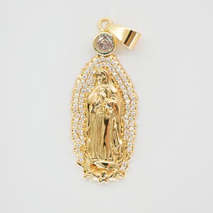 Virgin Mary Pendant Charm – Micro Pave CZ Religious Jewelry Making Supplies for Necklace or Rosary DIY Craft