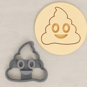 Poop Emoji Cookie / Polymer Clay Cutter With Imprint - Various Sizes