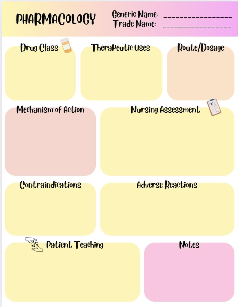 Digital Medication Card Template for Nursing Students - Etsy