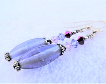 Czech Glass Lavender Earrings