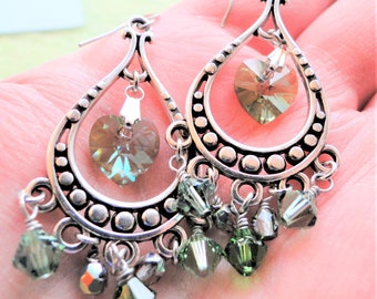 Swarovski ombre green chandelier earrings