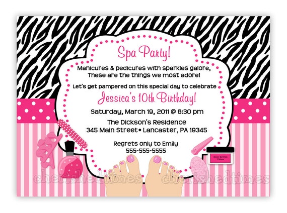 Sample Spa Birthday Invitations 3