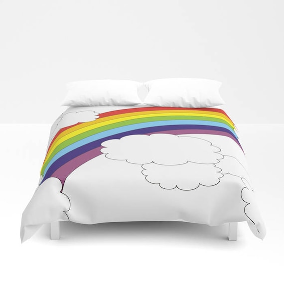 Rainbow Clouds Duvet Covercolorful Duvet Cover Setfull King Etsy