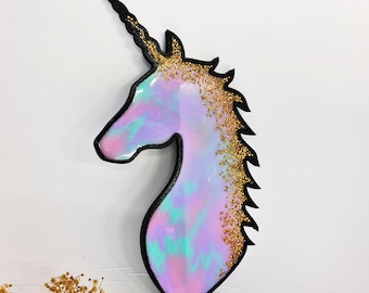 Handmade Epoxy Unicorn Wall Art Unicorn Wall Decor Cute Unicorn Sign Hanging Wall Art Unicorn Resin Art Unicorn Sign Personalized