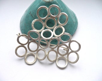 Handmade Sterling Silver Flower Brooch: Abstract Contemporary Jewelry