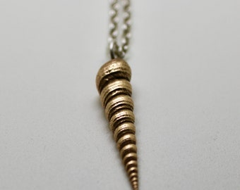 Bronze, Long Shell Pendant Necklace, 8th wedding anniversary