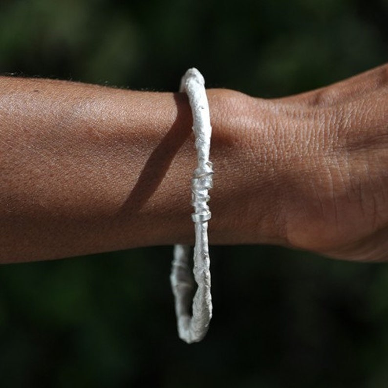 silver bangle Reticulated Silver Bangle with Silver Whirls contemporary bangle modern bangle reticulated bangle handmade silver bangle