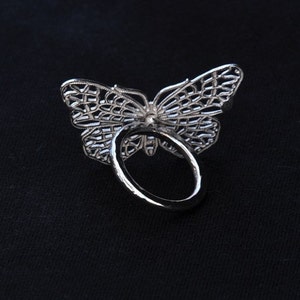 Silver Butterfly Ring, butterfly ring, cocktail ring, statement ring, silver ring image 4