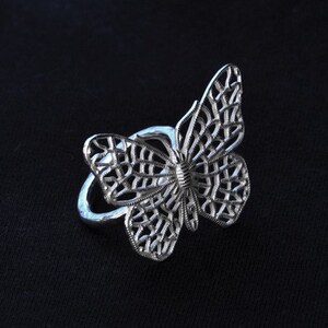 Silver Butterfly Ring, butterfly ring, cocktail ring, statement ring, silver ring image 1